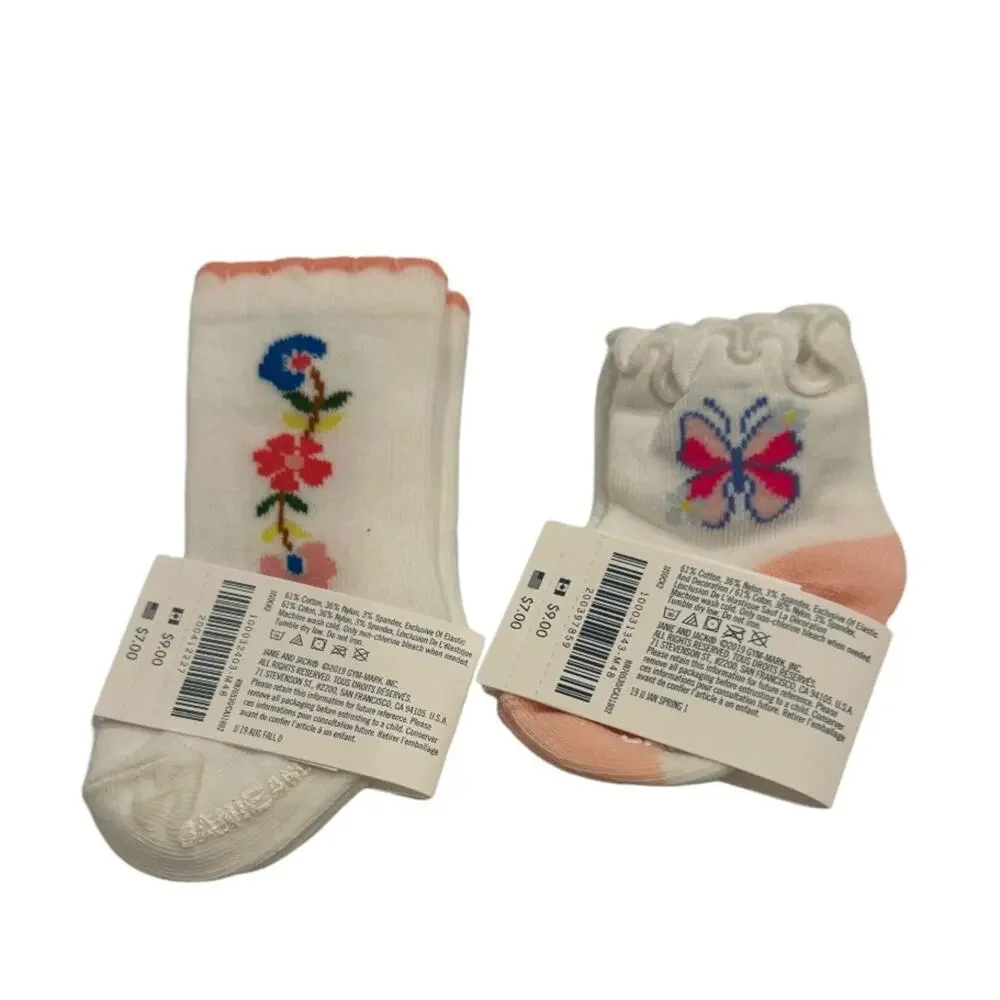 Janie and Jack Baby Girl’s Assorted Socks - Set of 2 Size 0-3M